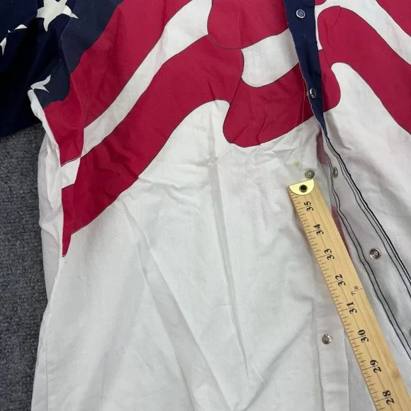Wrangler Shirt Men 17.5 36 XL Xlong Tails American Flag Western Button Up *FLAWS - Picture 4 of 16